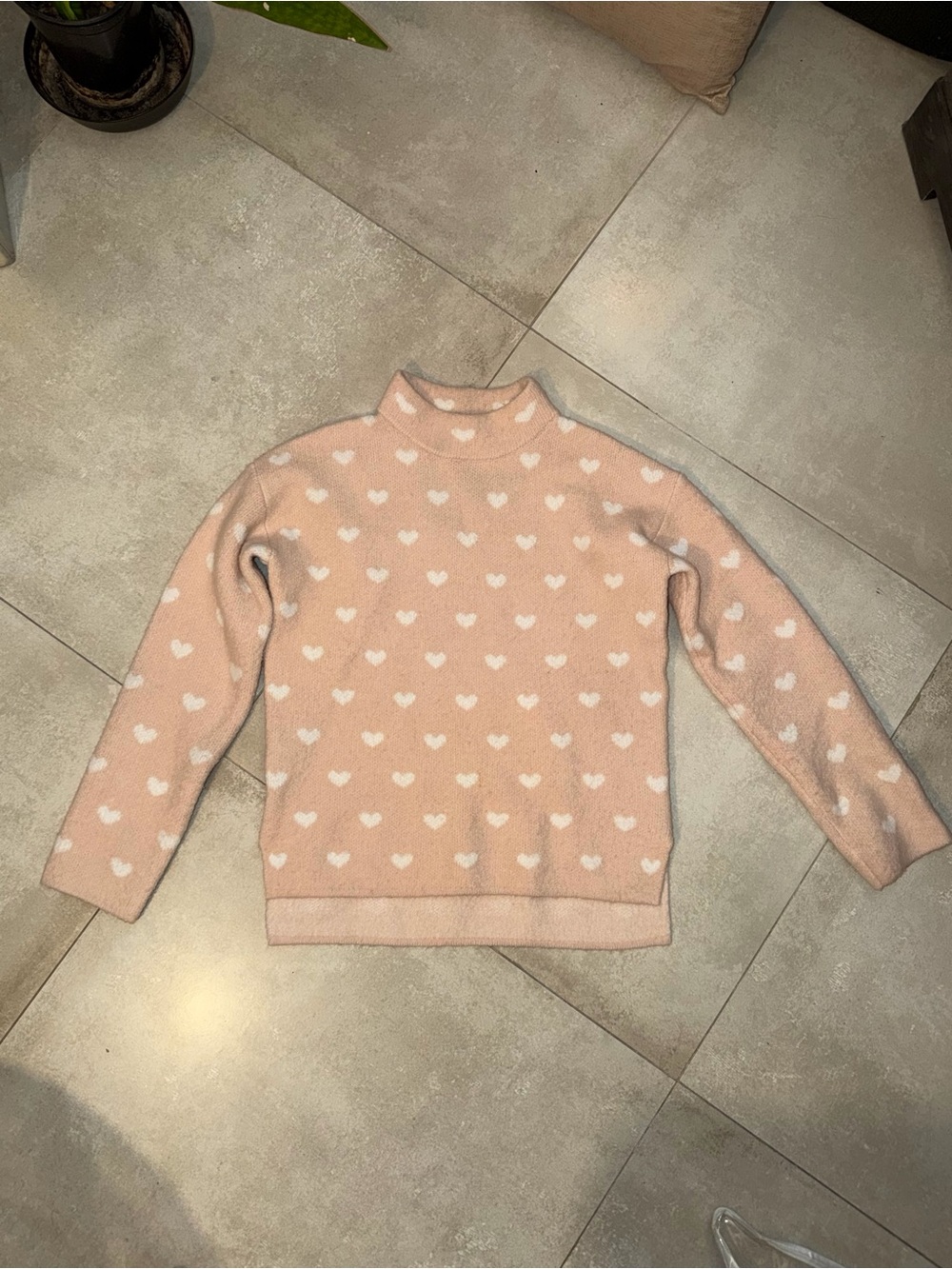 Caslon Pink Mock-Neck Heart Print Sweater